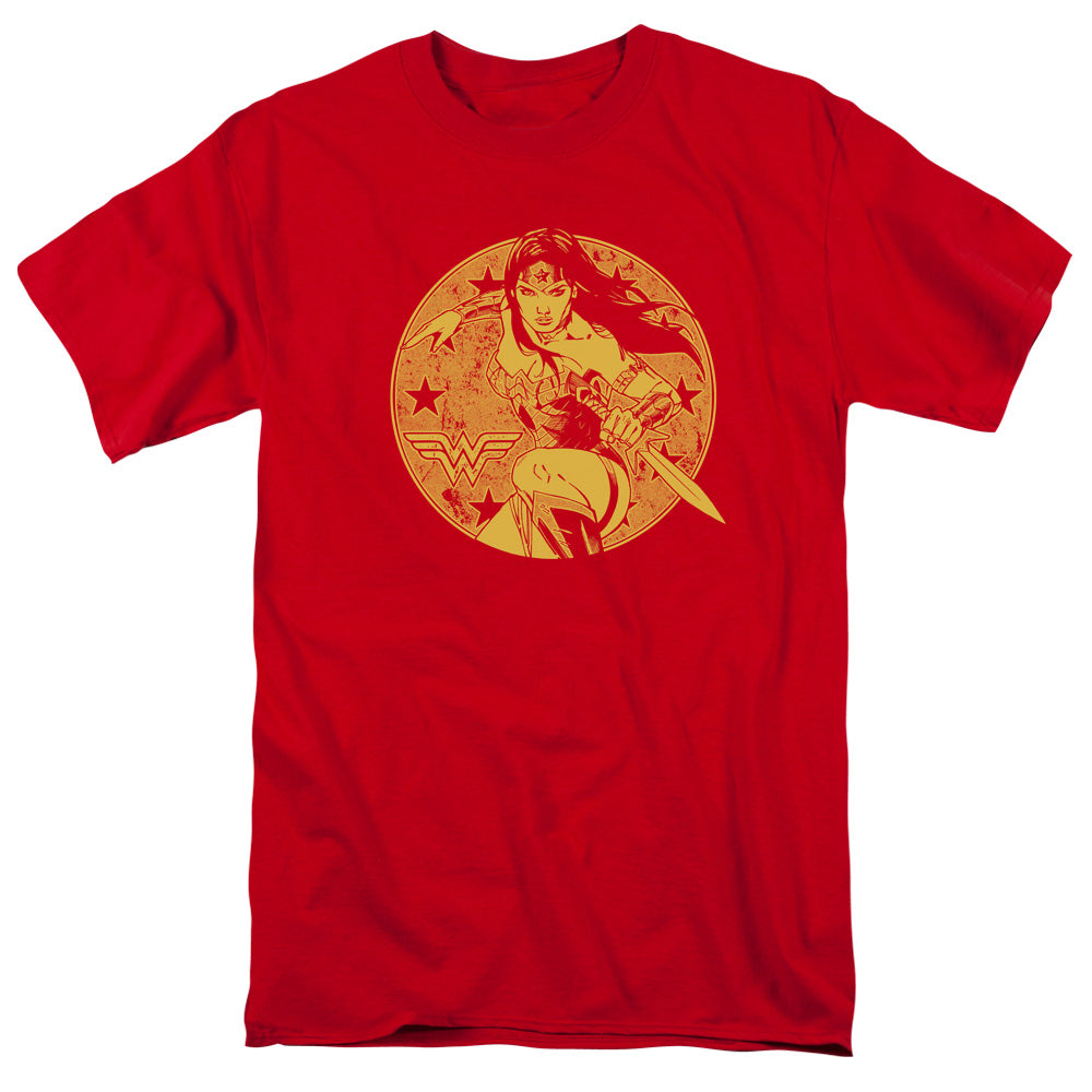 AN OFFCIALLY LICENSED JLA YOUNG WONDER MEN'S REGULAR FIT T-SHIRT RED