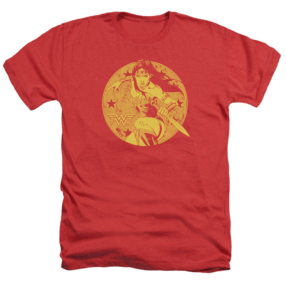 AN OFFCIALLY LICENSED JLA YOUNG WONDER MEN'S HEATHER T-SHIRT RED