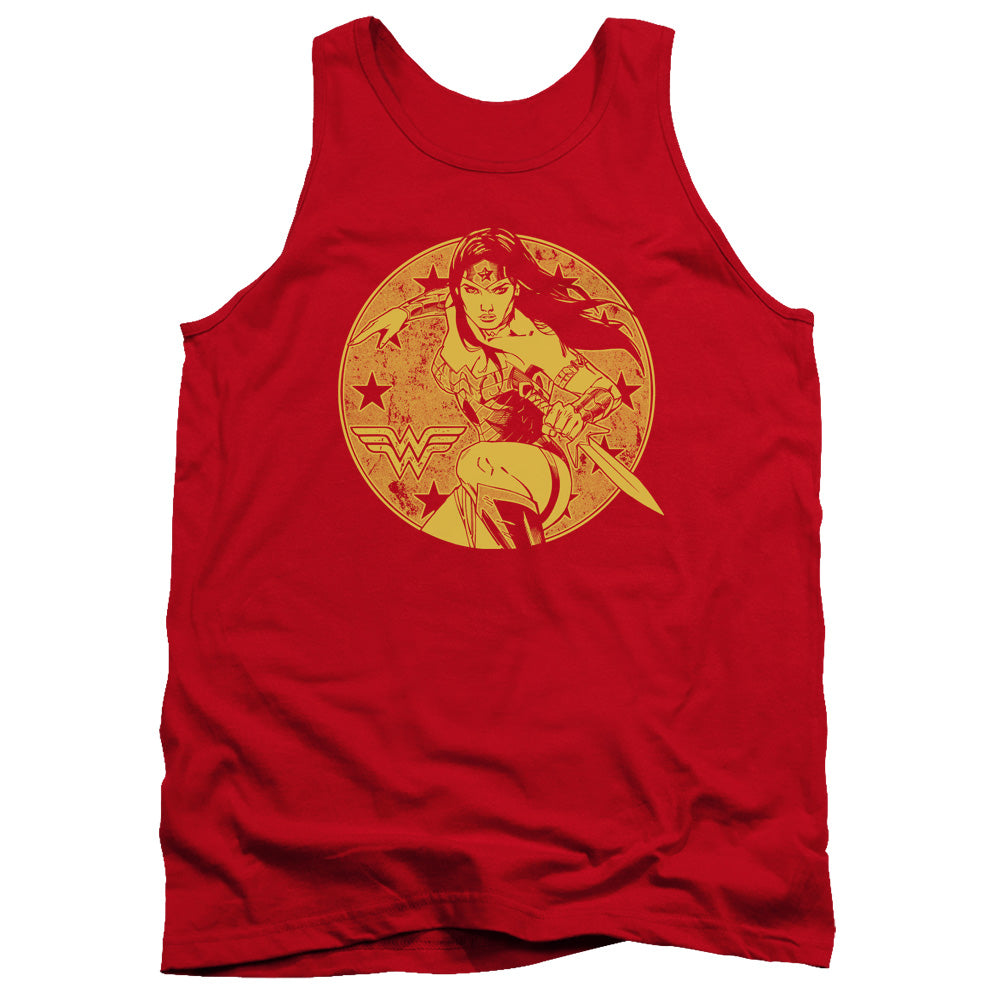 AN OFFCIALLY LICENSED JLA YOUNG WONDER ADULT UNISEX TANK TOP RED