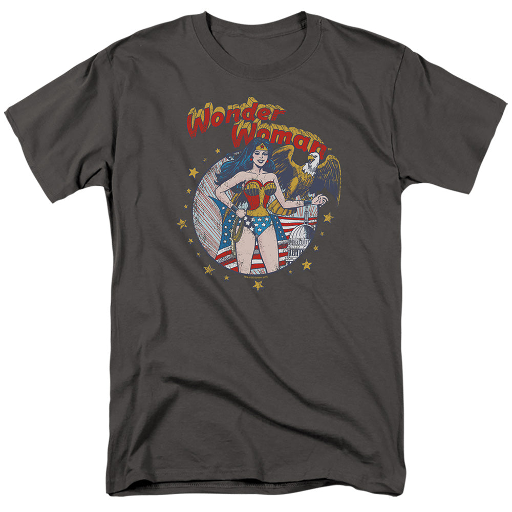 AN OFFCIALLY LICENSED JLA AT YOUR SERVICE MEN'S REGULAR FIT T-SHIRT CHARCOAL
