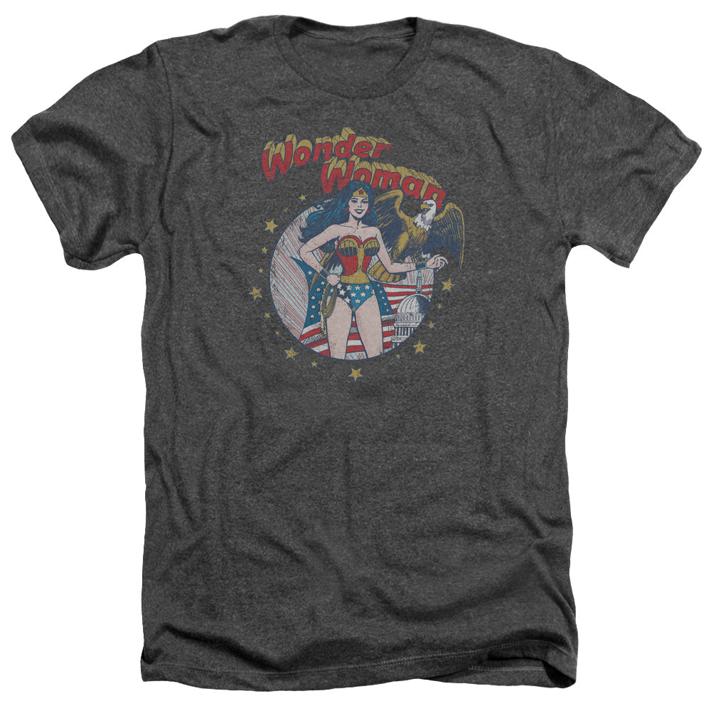 AN OFFCIALLY LICENSED JLA AT YOUR SERVICE MEN'S HEATHER T-SHIRT CHARCOAL