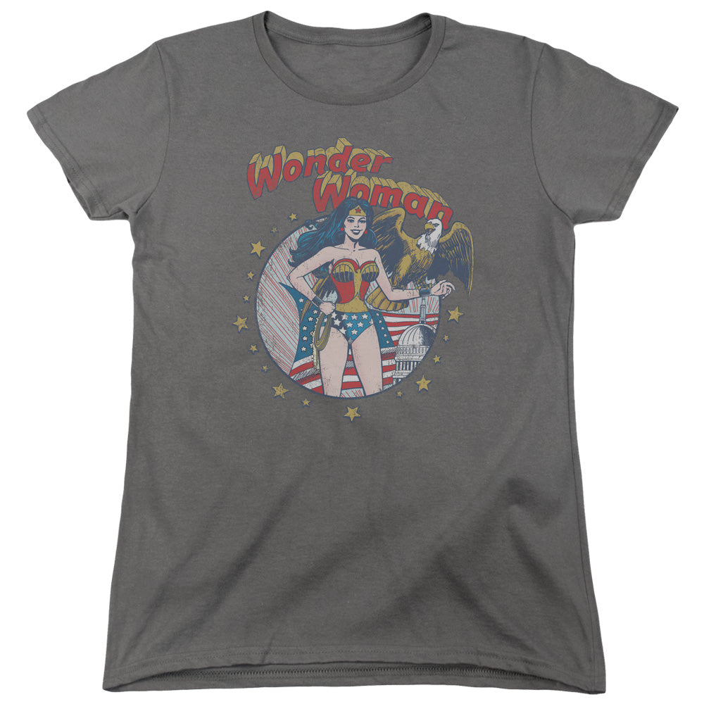 AN OFFCIALLY LICENSED JLA AT YOUR SERVICE WOMEN'S REGULAR FIT T-SHIRT CHARCOAL