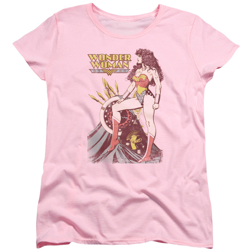 AN OFFCIALLY LICENSED JLA ARMAMENT WOMEN'S REGULAR FIT T-SHIRT PINK