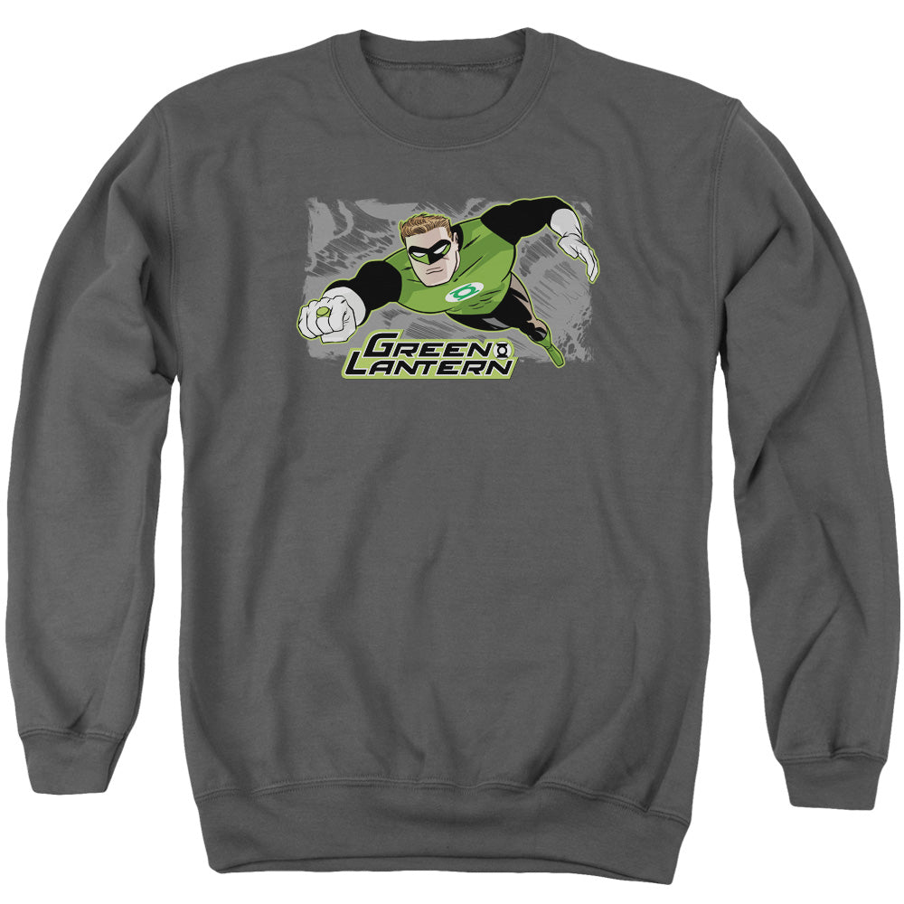 AN OFFCIALLY LICENSED JLA SPACE COP ADULT UNISEX CREWNECK SWEATSHIRT CHARCOAL