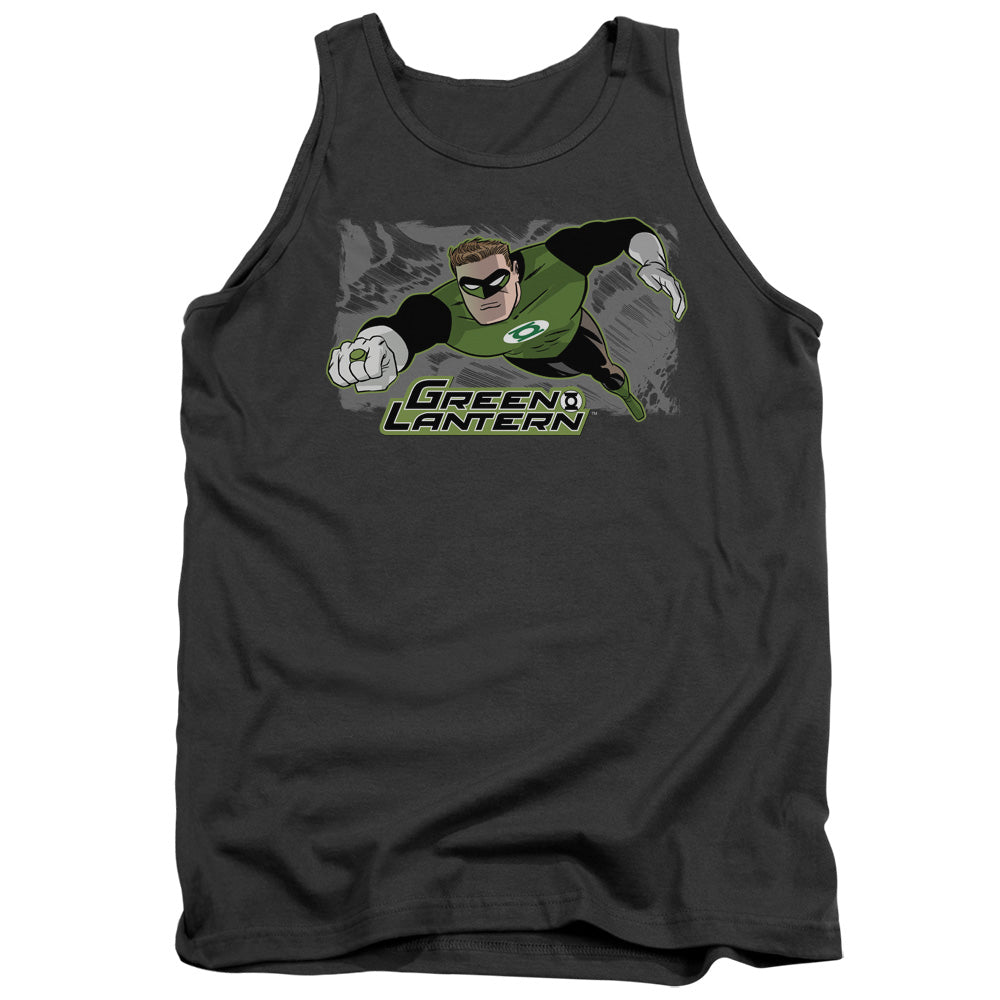 AN OFFCIALLY LICENSED JLA SPACE COP ADULT UNISEX TANK TOP CHARCOAL