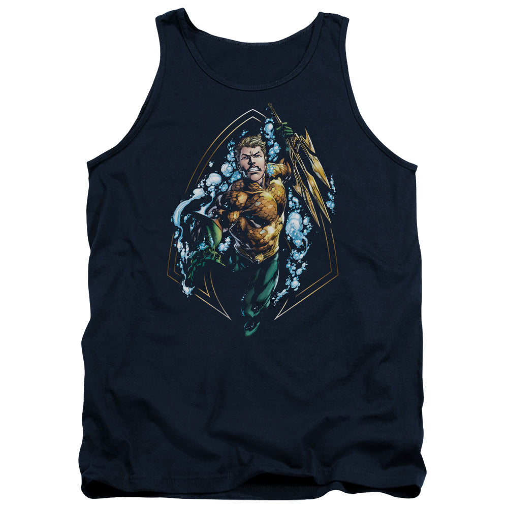 AN OFFCIALLY LICENSED JLA THRASHING ADULT UNISEX TANK TOP NAVY