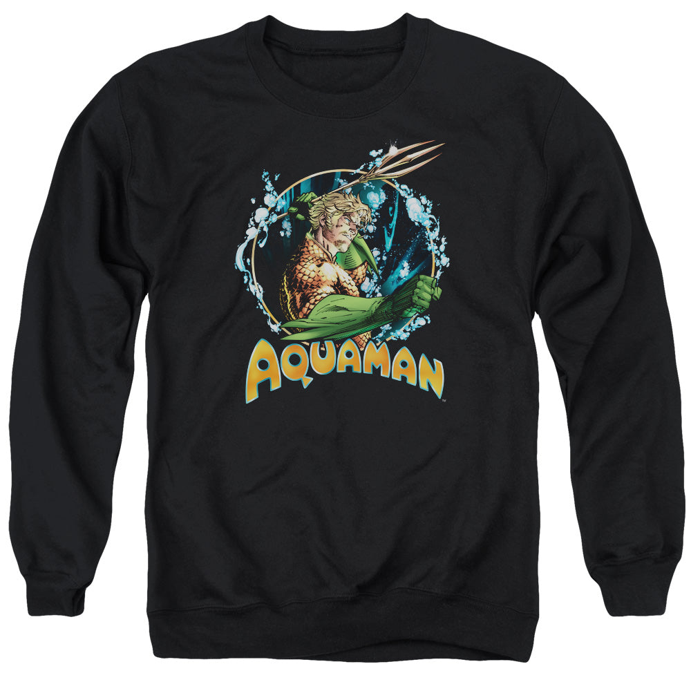 AN OFFCIALLY LICENSED JLA RULER OF THE SEAS ADULT UNISEX CREWNECK SWEATSHIRT BLACK