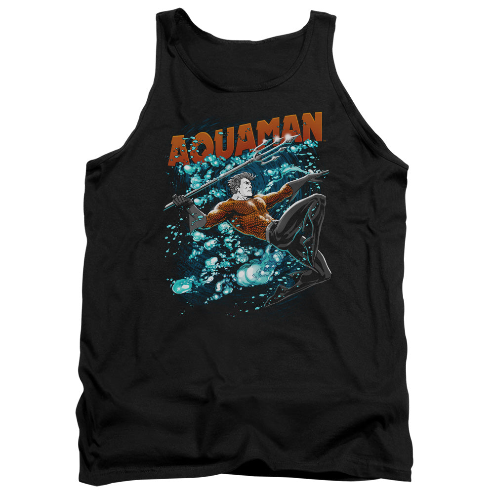 AN OFFCIALLY LICENSED JLA AQUA BUBBLES ADULT UNISEX TANK TOP BLACK