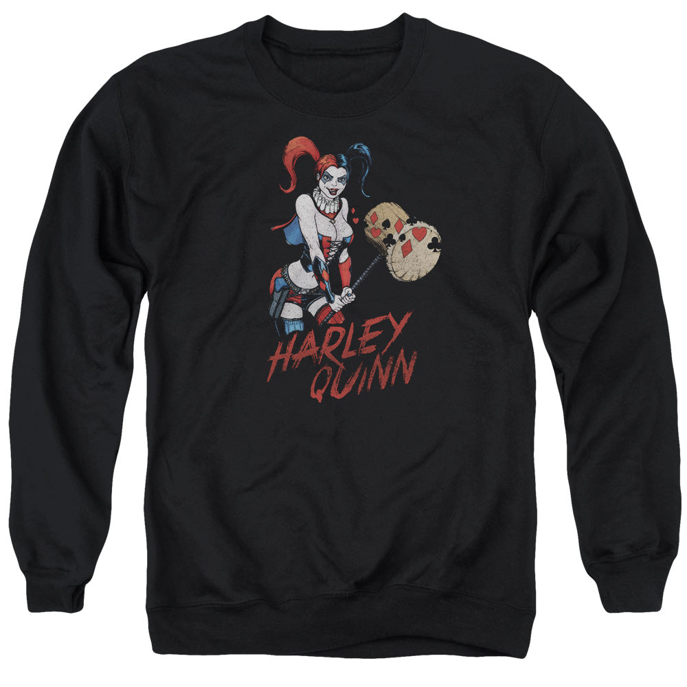 AN OFFCIALLY LICENSED JLA HARLEY HAMMER ADULT UNISEX CREWNECK SWEATSHIRT BLACK