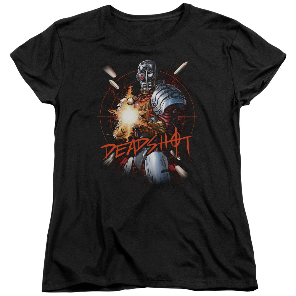 AN OFFCIALLY LICENSED JLA DEADSHOT WOMEN'S REGULAR FIT T-SHIRT BLACK