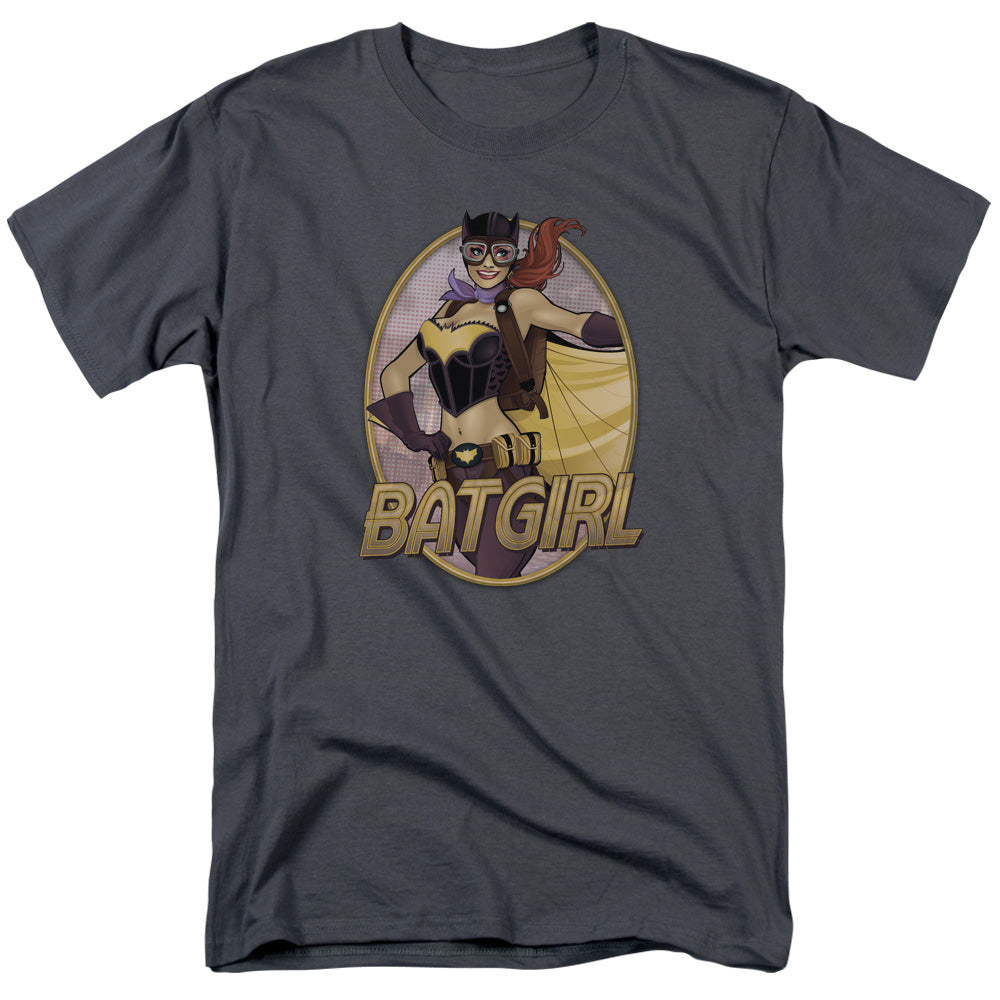 AN OFFCIALLY LICENSED JLA BATGIRL BOMBSHELL MEN'S REGULAR FIT T-SHIRT CHARCOAL