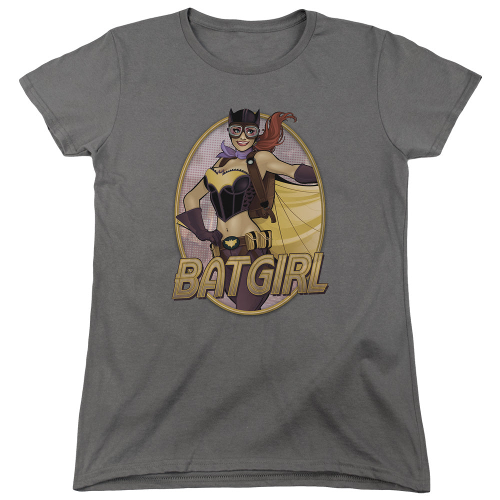 AN OFFCIALLY LICENSED JLA BATGIRL BOMBSHELL WOMEN'S REGULAR FIT T-SHIRT CHARCOAL