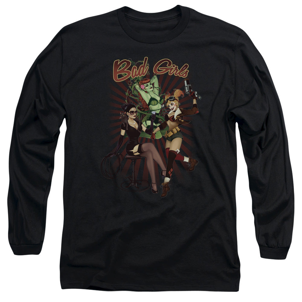 AN OFFCIALLY LICENSED JLA BAD GIRLS MEN'S LONG SLEEVE T-SHIRT BLACK