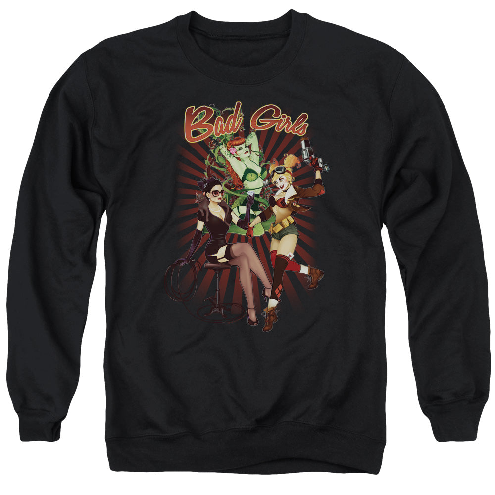 AN OFFCIALLY LICENSED JLA BAD GIRLS ADULT UNISEX CREWNECK SWEATSHIRT BLACK