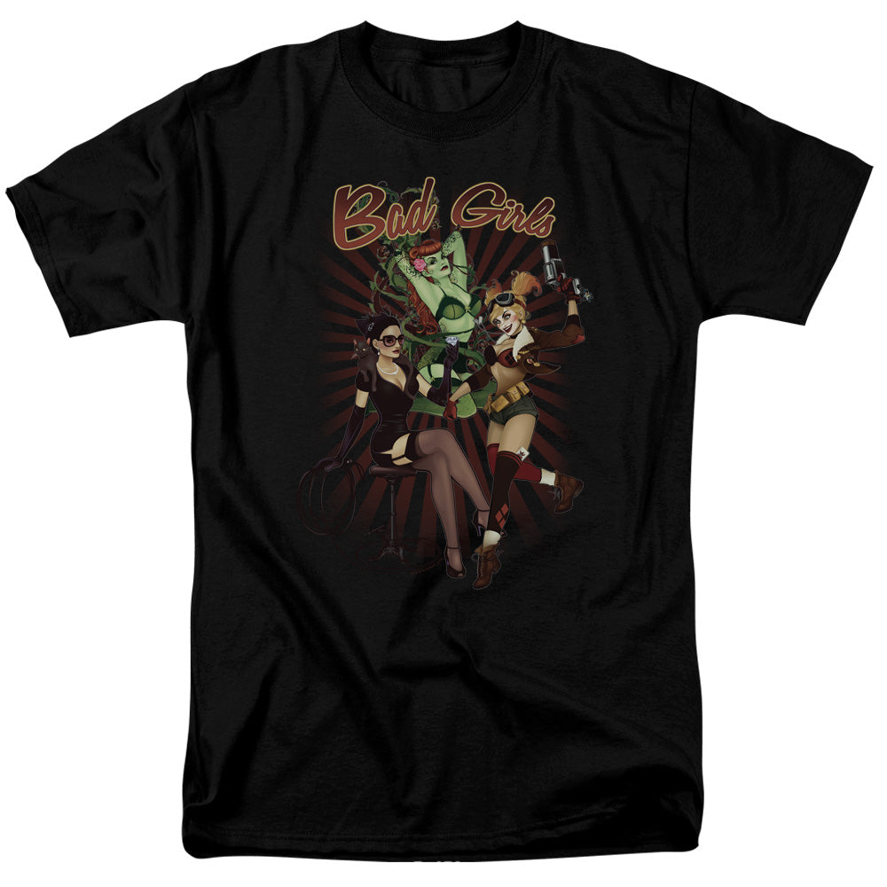 AN OFFCIALLY LICENSED JLA BAD GIRLS MEN'S REGULAR FIT T-SHIRT BLACK