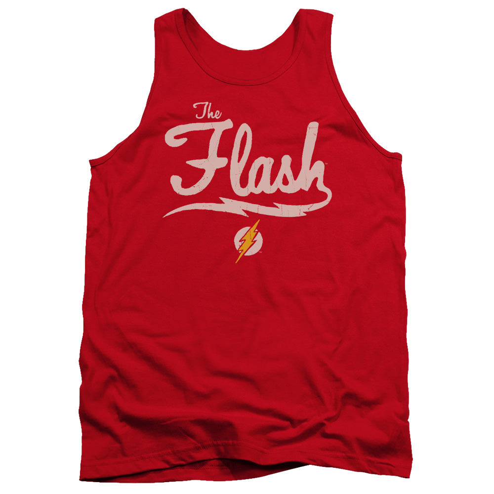 AN OFFCIALLY LICENSED JLA OLD SCHOOL FLASH ADULT UNISEX TANK TOP RED