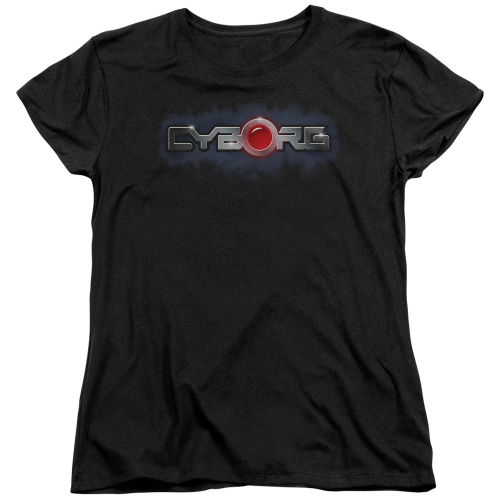 AN OFFCIALLY LICENSED JLA CYBORG TITLE WOMEN'S REGULAR FIT T-SHIRT BLACK
