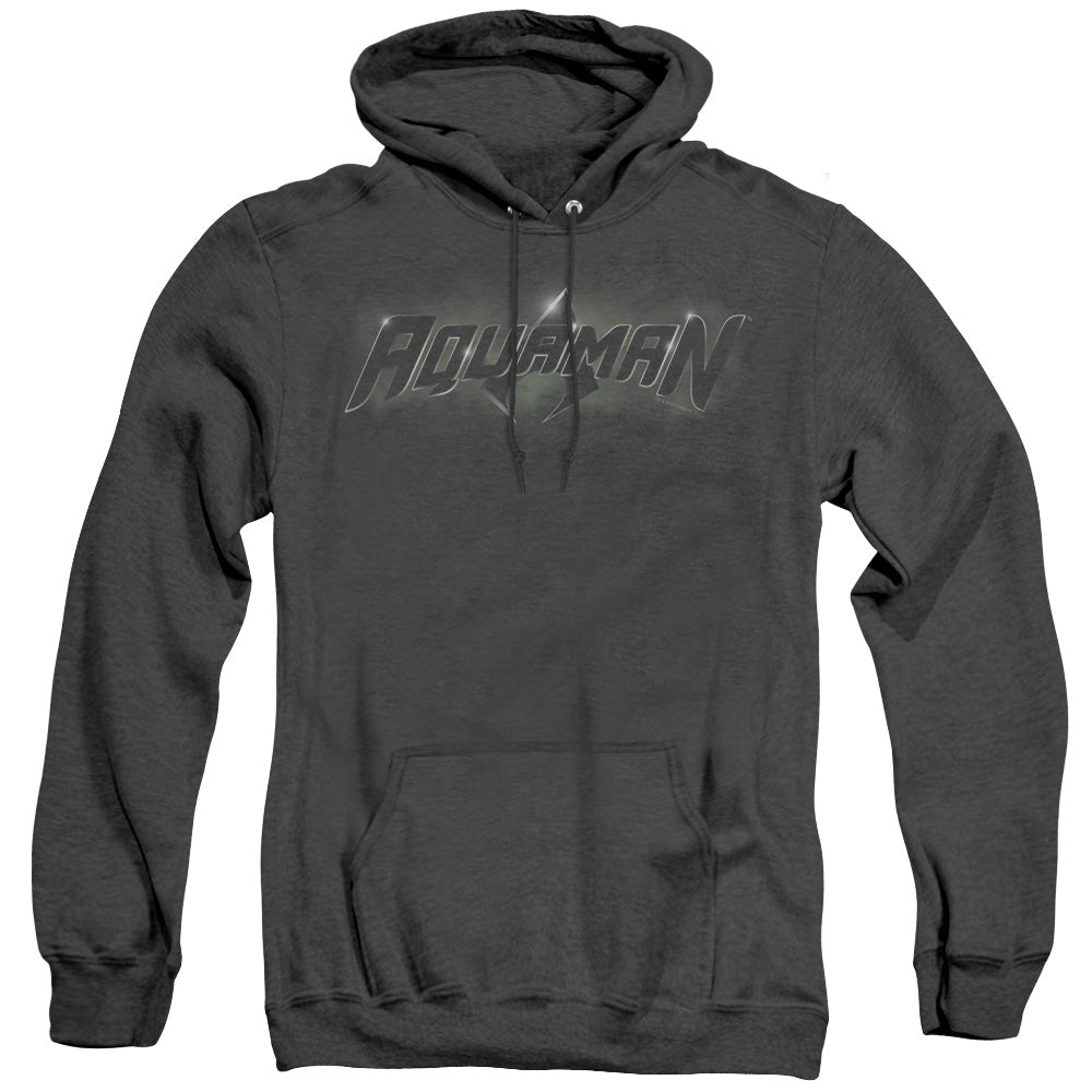 AN OFFCIALLY LICENSED JLA AQUAMAN TITLE ADULT UNISEX HEATHER PULLOVER HOODIE BLACK