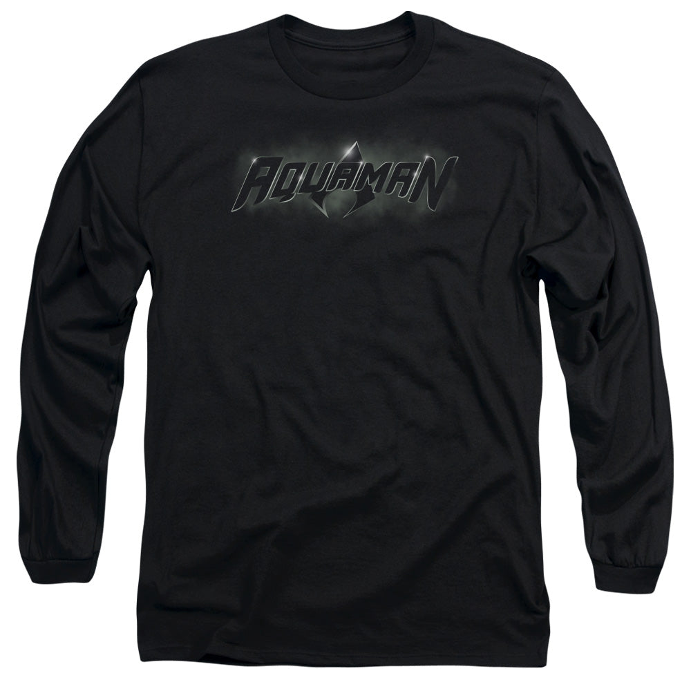 AN OFFCIALLY LICENSED JLA AQUAMAN TITLE MEN'S LONG SLEEVE T-SHIRT BLACK