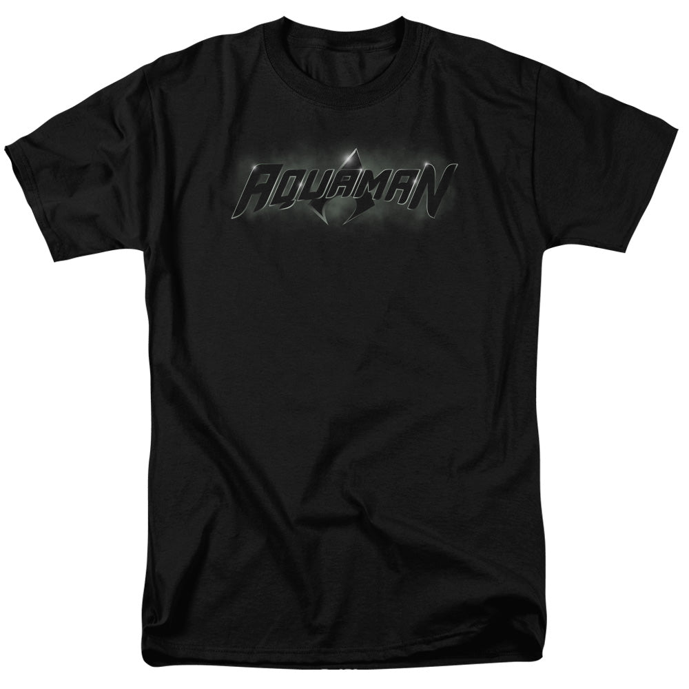 AN OFFCIALLY LICENSED JLA AQUAMAN TITLE MEN'S REGULAR FIT T-SHIRT BLACK