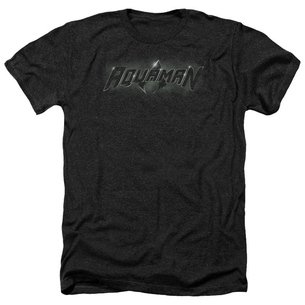 AN OFFCIALLY LICENSED JLA AQUAMAN TITLE MEN'S HEATHER T-SHIRT CHARCOAL