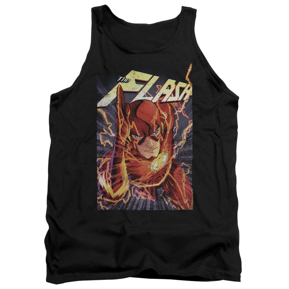 AN OFFCIALLY LICENSED JLA FLASH ONE ADULT UNISEX TANK TOP BLACK