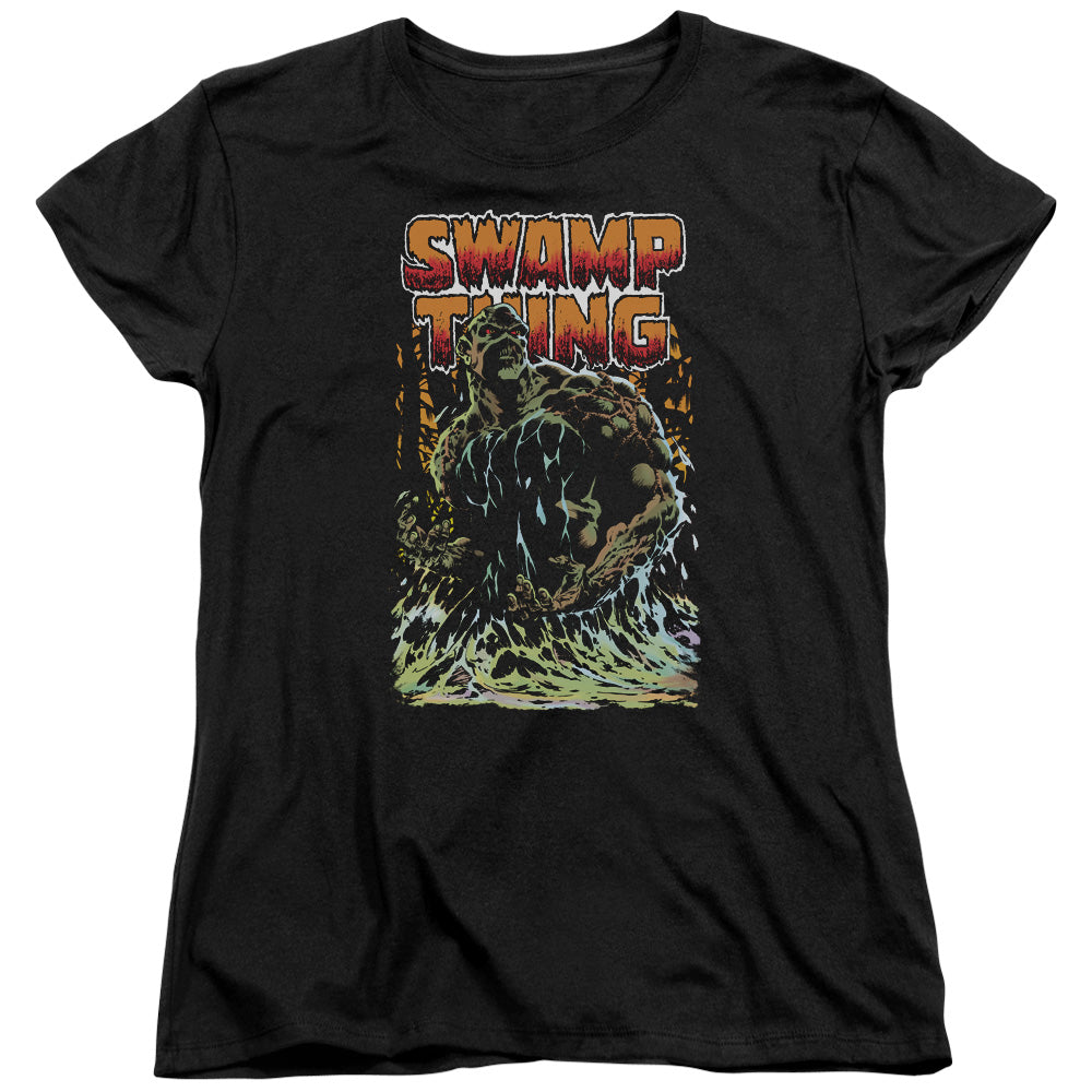 AN OFFCIALLY LICENSED JLA SWAMP THING WOMEN'S REGULAR FIT T-SHIRT BLACK