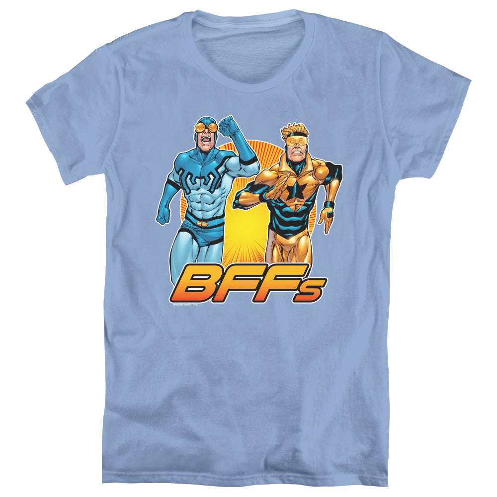 AN OFFCIALLY LICENSED JLA BOOSTER BEETLE BFF WOMEN'S REGULAR FIT T-SHIRT CAROLINA BLUE