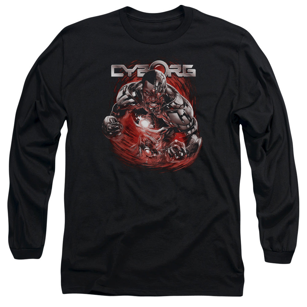 AN OFFCIALLY LICENSED JLA ENGAGED MEN'S LONG SLEEVE T-SHIRT BLACK