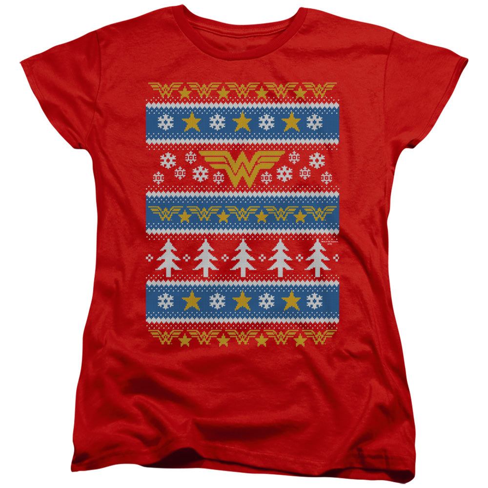 AN OFFCIALLY LICENSED DC WONDER WOMAN WONDER WOMAN CHRISTMAS SWEATER 
 
 WOMEN'S REGULAR FIT T-SHIRT RED