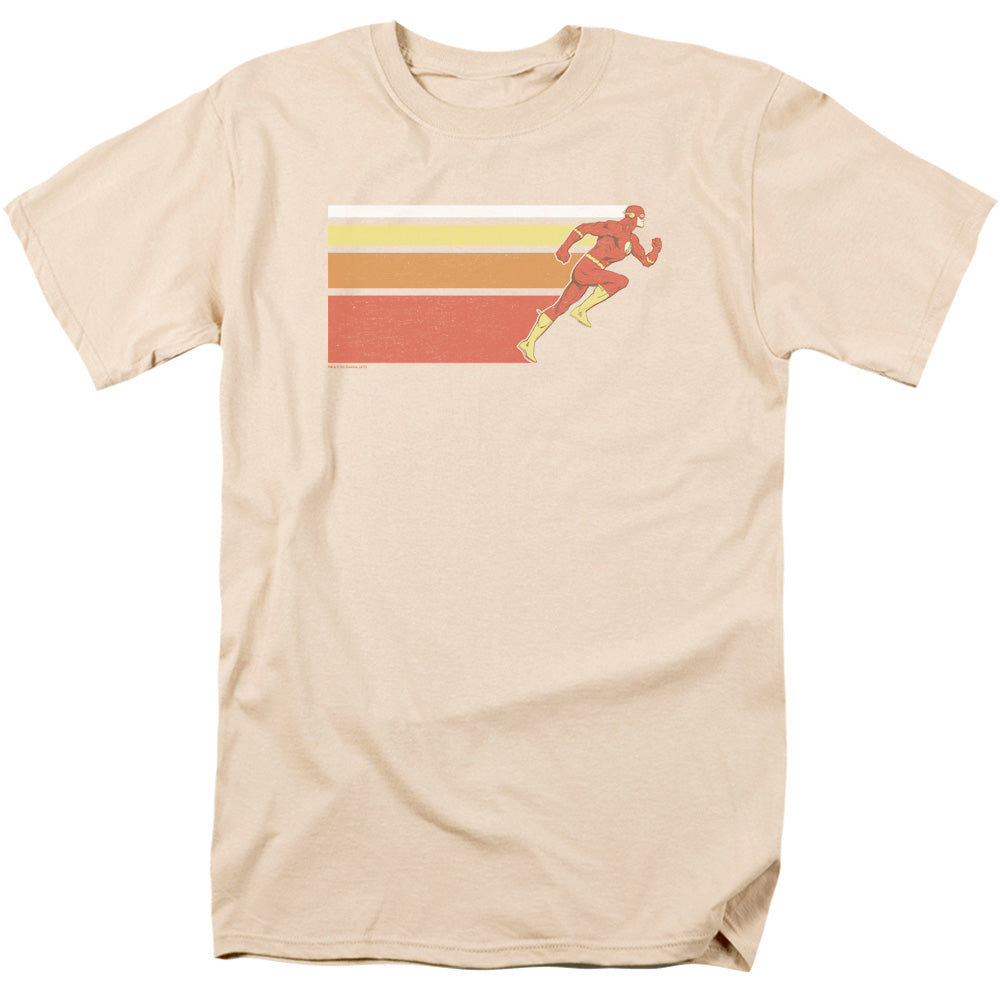 AN OFFCIALLY LICENSED DC FLASH FLASH RETRO BARS MEN'S REGULAR FIT T-SHIRT CREAM