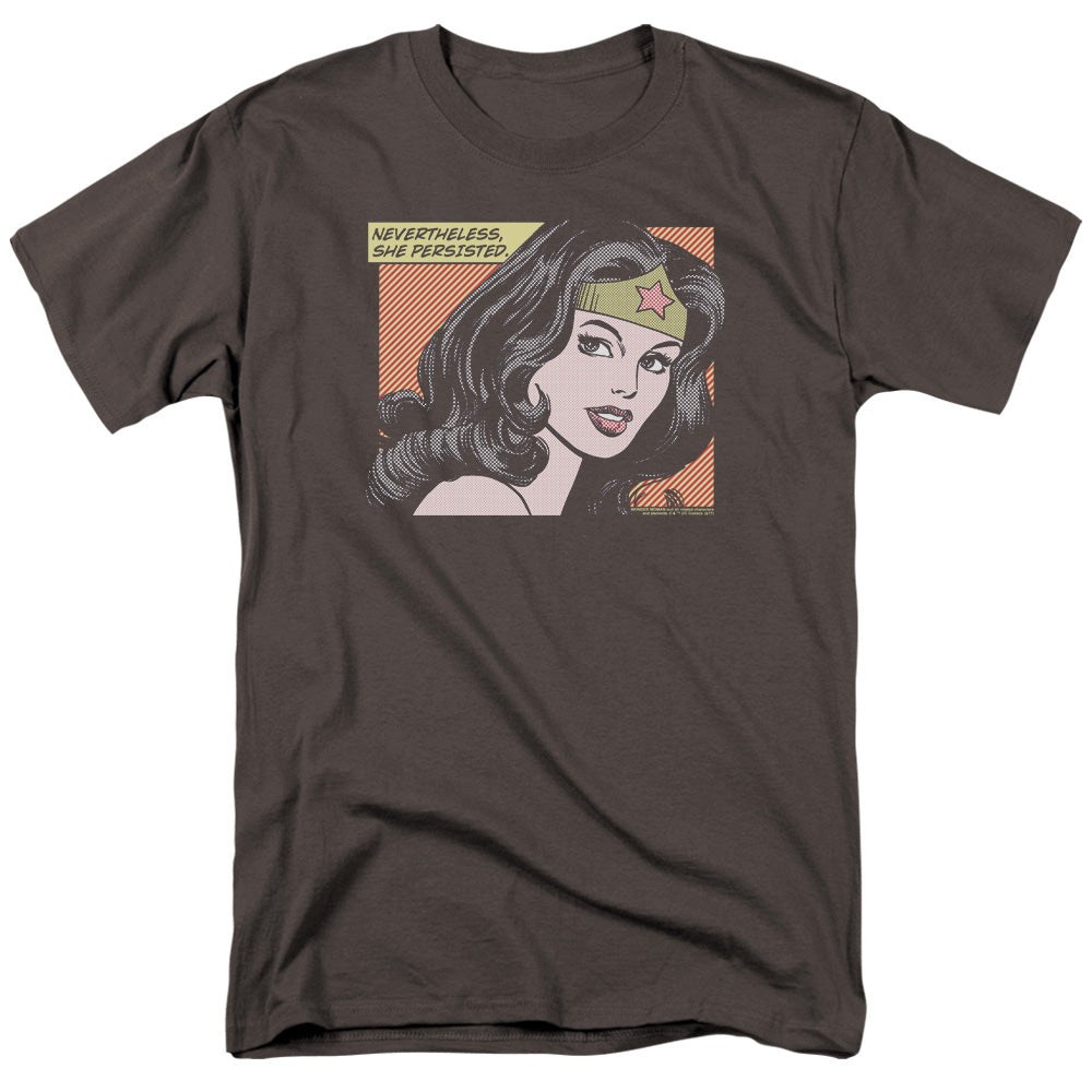 AN OFFCIALLY LICENSED DC WONDER WOMAN SHE PERSISTED MEN'S REGULAR FIT T-SHIRT CHARCOAL