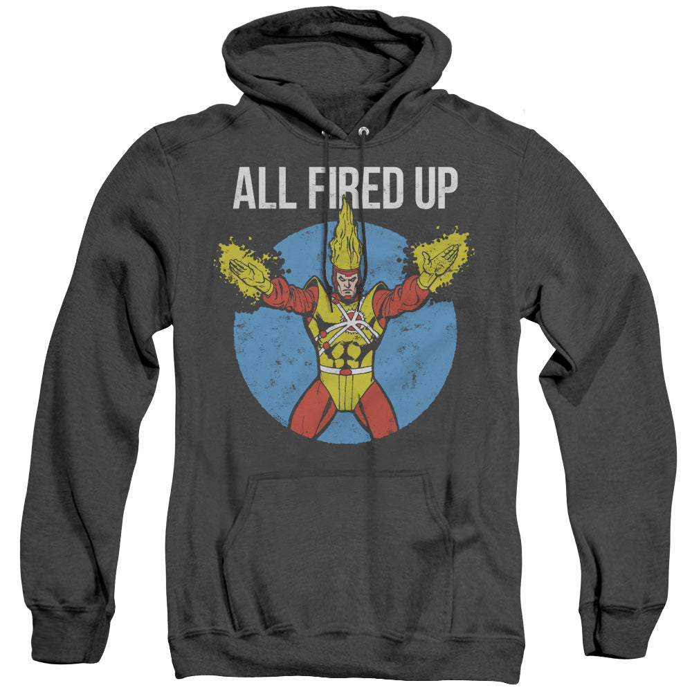 AN OFFCIALLY LICENSED JLA FIRESTORMS PARTY ADULT UNISEX HEATHER PULLOVER HOODIE BLACK