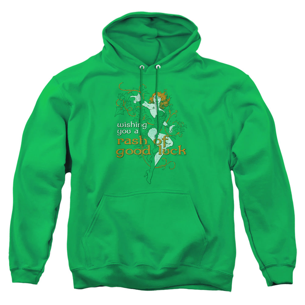 AN OFFCIALLY LICENSED JLA RASH OF GOOD LUCK ADULT UNISEX PULLOVER HOODIE KELLY GREEN