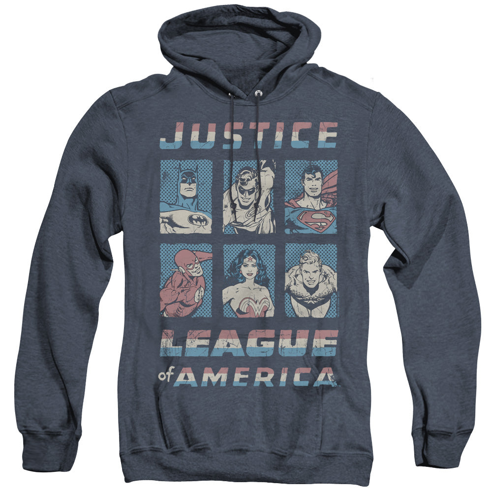 AN OFFCIALLY LICENSED JLA AMERICAN LEAGUE ADULT UNISEX HEATHER PULLOVER HOODIE NAVY