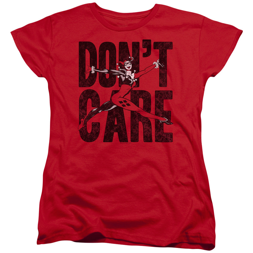 AN OFFCIALLY LICENSED JLA DON’T CARE WOMEN'S REGULAR FIT T-SHIRT RED