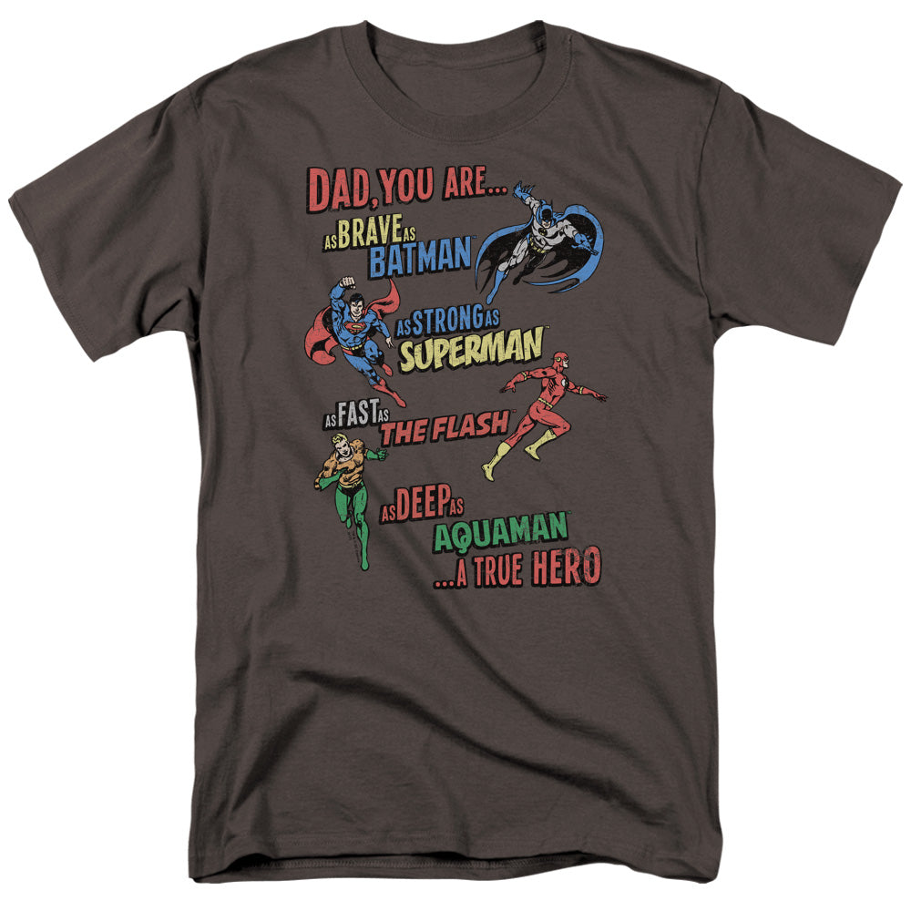 AN OFFCIALLY LICENSED JLA DAD HERO MEN'S REGULAR FIT T-SHIRT CHARCOAL