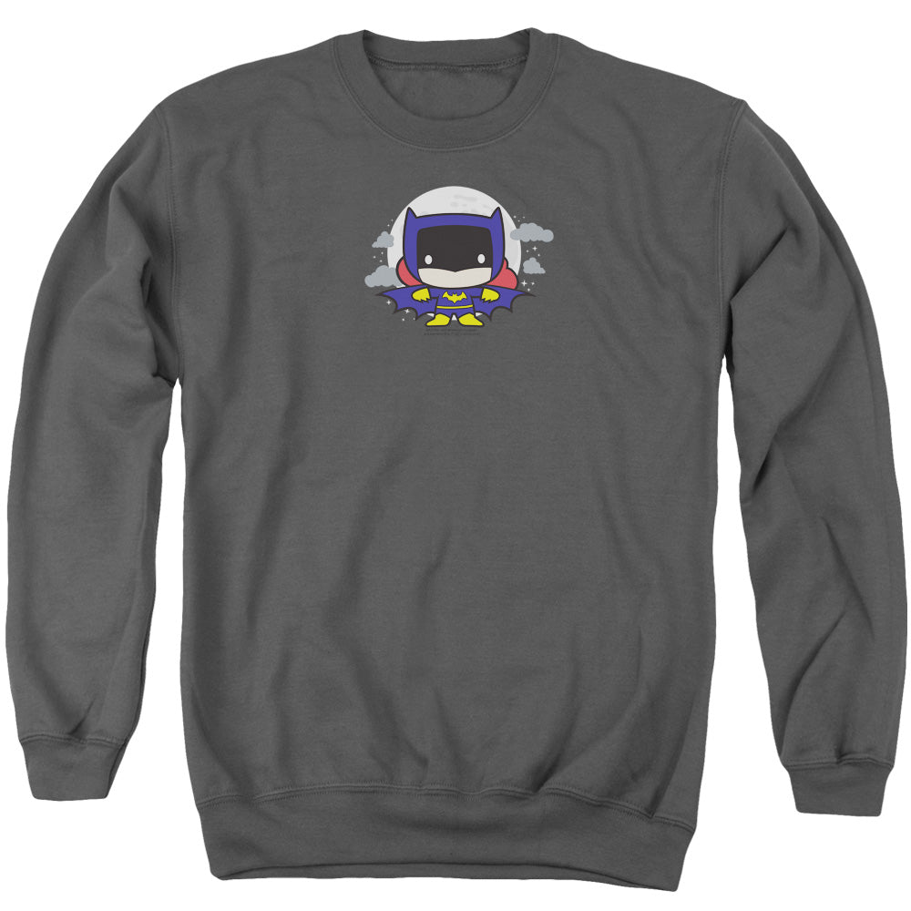 AN OFFCIALLY LICENSED JLA BATGIRL CHIBI ADULT UNISEX CREWNECK SWEATSHIRT CHARCOAL