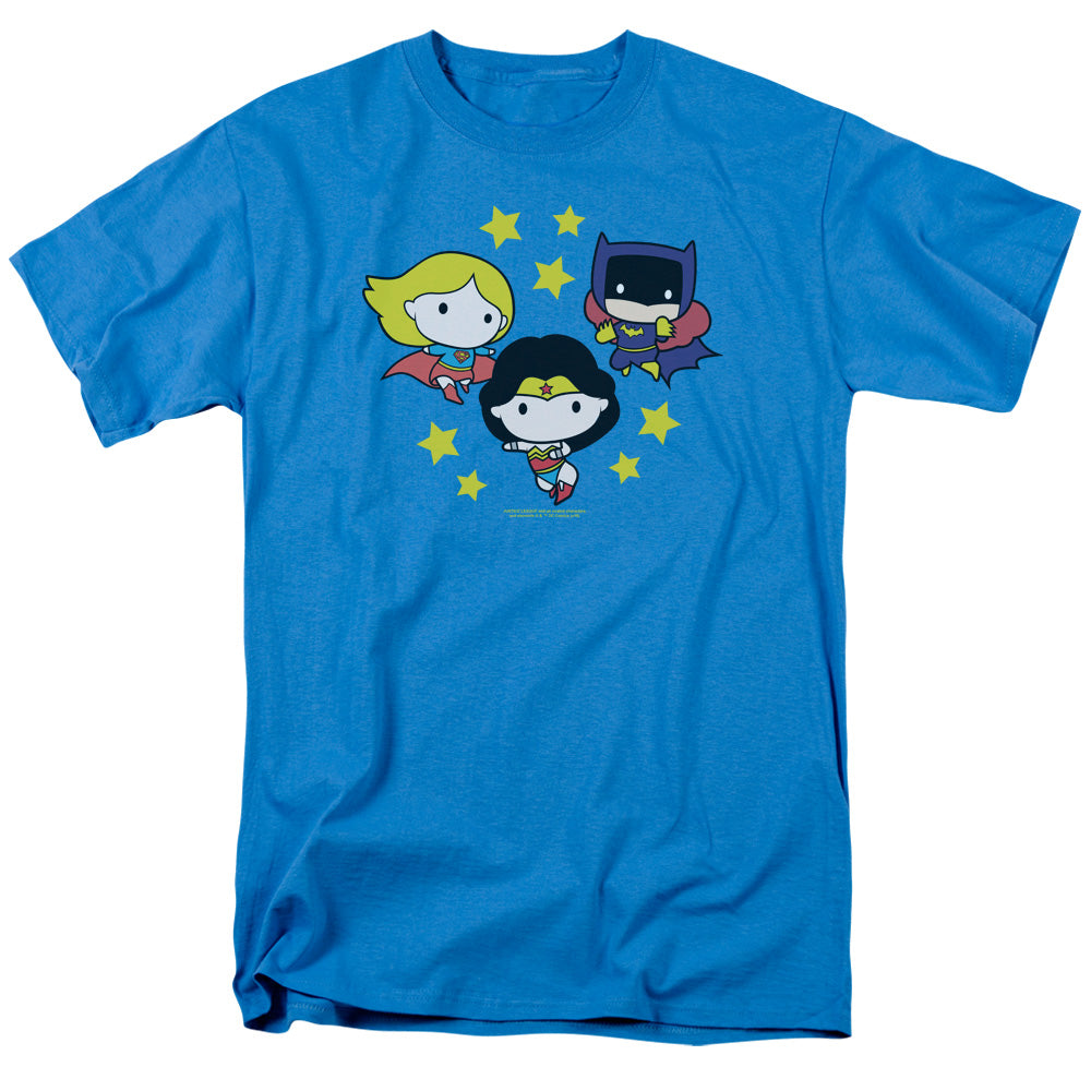 AN OFFCIALLY LICENSED JUSTICE LEAGUE GIRL POWER CHIBI MEN'S REGULAR FIT T-SHIRT TURQUOISE
