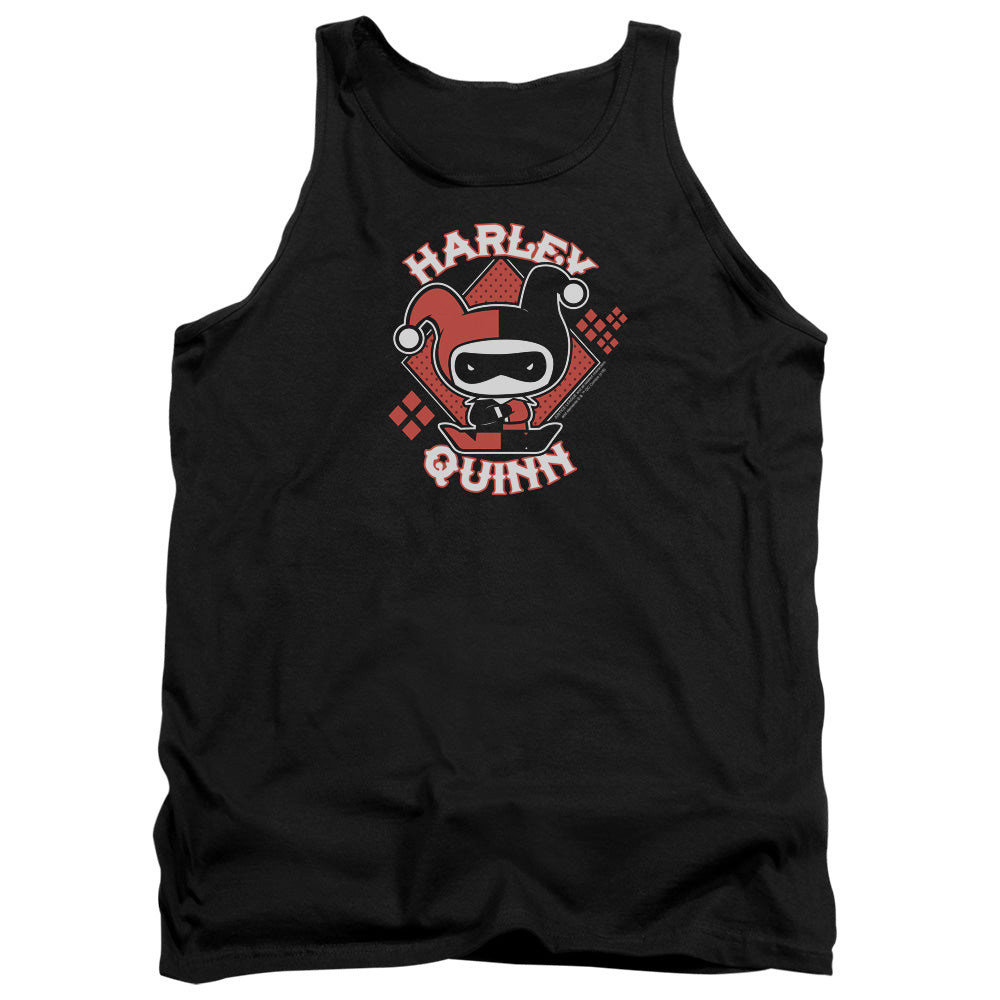 AN OFFCIALLY LICENSED JLA HARLEY CHIBI ADULT UNISEX TANK TOP BLACK