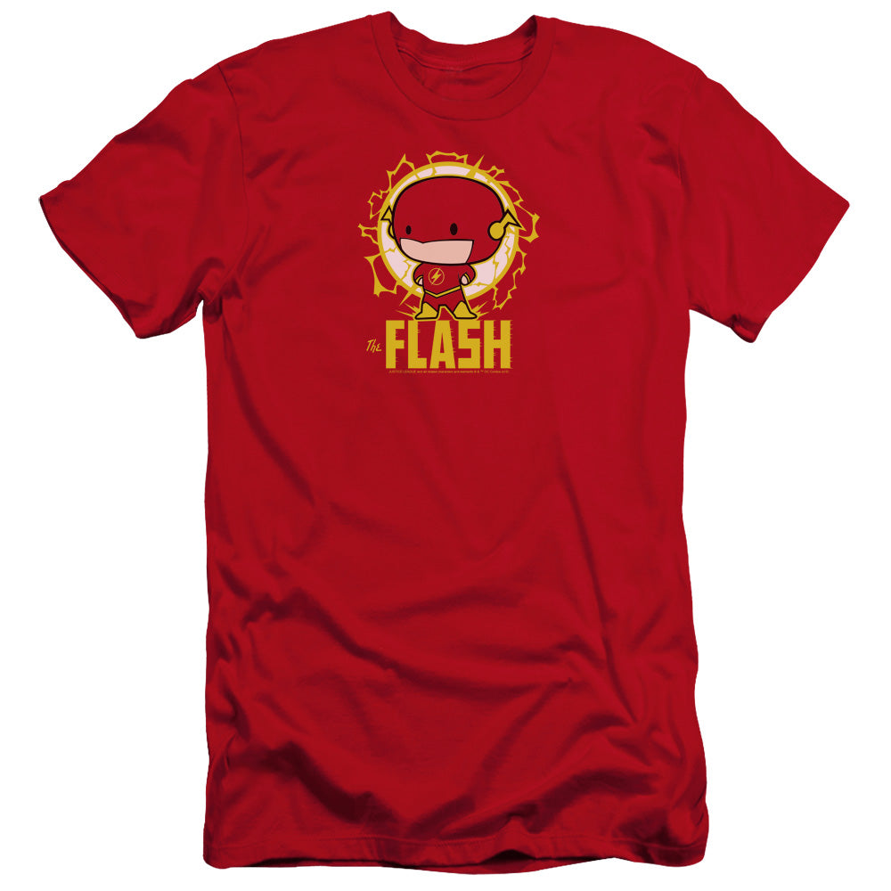 AN OFFCIALLY LICENSED DC FLASH FLASH CHIBI MEN'S PREMIUM SLIM FIT T-SHIRT RED