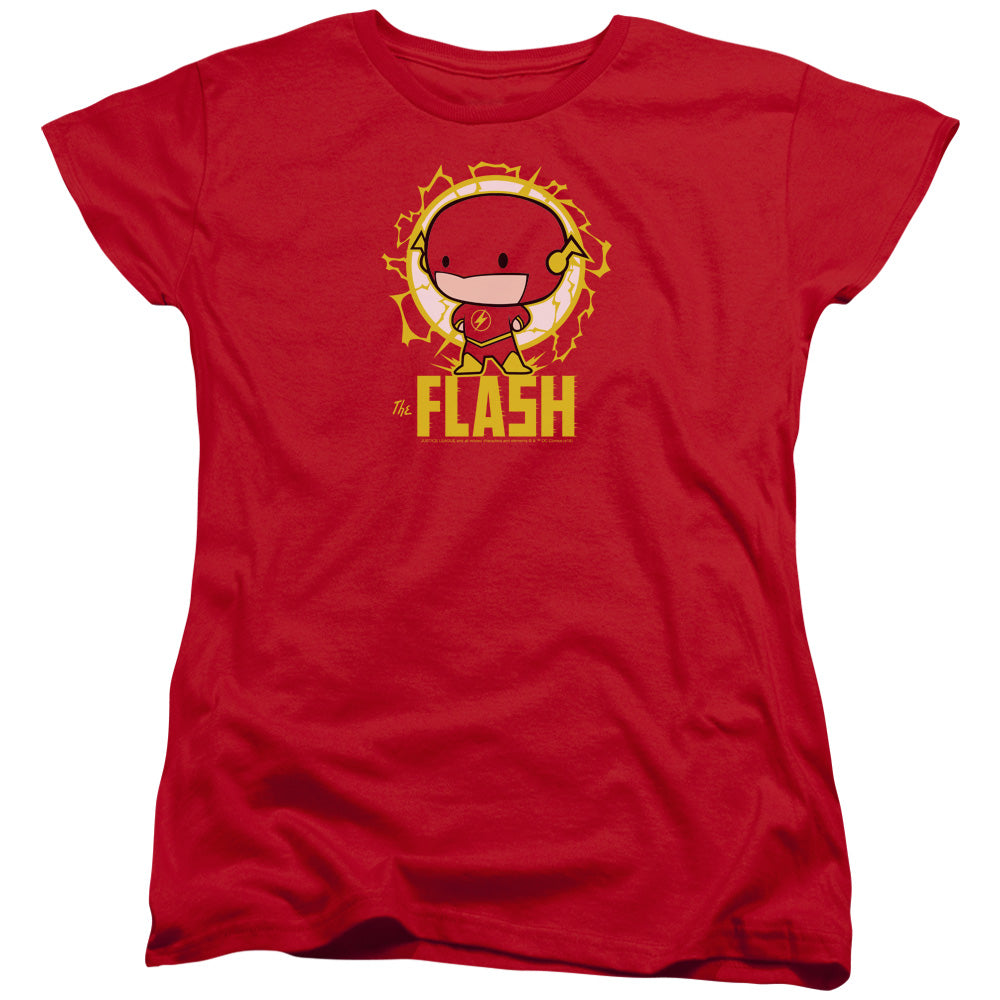 AN OFFCIALLY LICENSED DC FLASH FLASH CHIBI WOMEN'S REGULAR FIT T-SHIRT RED