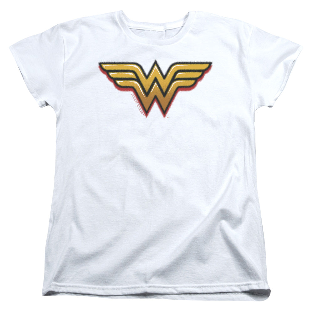 AN OFFCIALLY LICENSED DC WONDER WOMAN AIRBRUSH WW WOMEN'S REGULAR FIT T-SHIRT WHITE