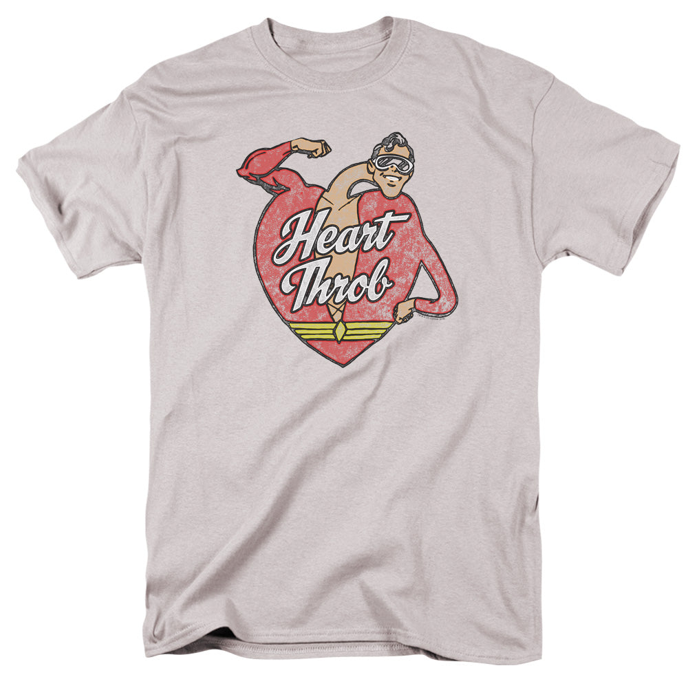 AN OFFCIALLY LICENSED JLA HEART THROB MEN'S REGULAR FIT T-SHIRT SILVER