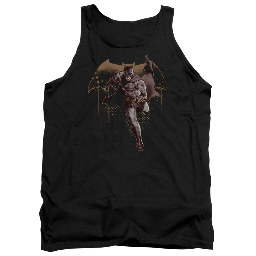 AN OFFCIALLY LICENSED JUSTICE LEAGUE MOVIE CAPED CRUSADER ADULT UNISEX TANK TOP BLACK