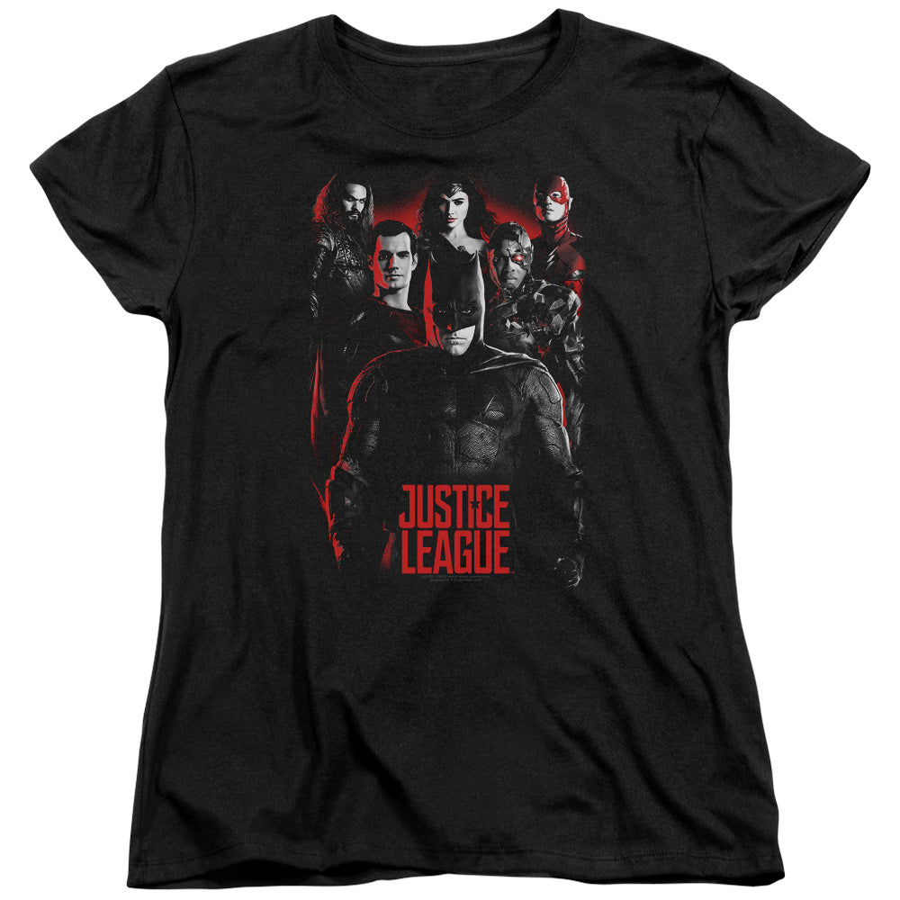 AN OFFCIALLY LICENSED JUSTICE LEAGUE MOVIE THE LEAGUE WOMEN'S REGULAR FIT T-SHIRT BLACK