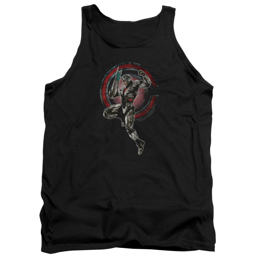 AN OFFCIALLY LICENSED JUSTICE LEAGUE MOVIE CYBORG ADULT UNISEX TANK TOP BLACK