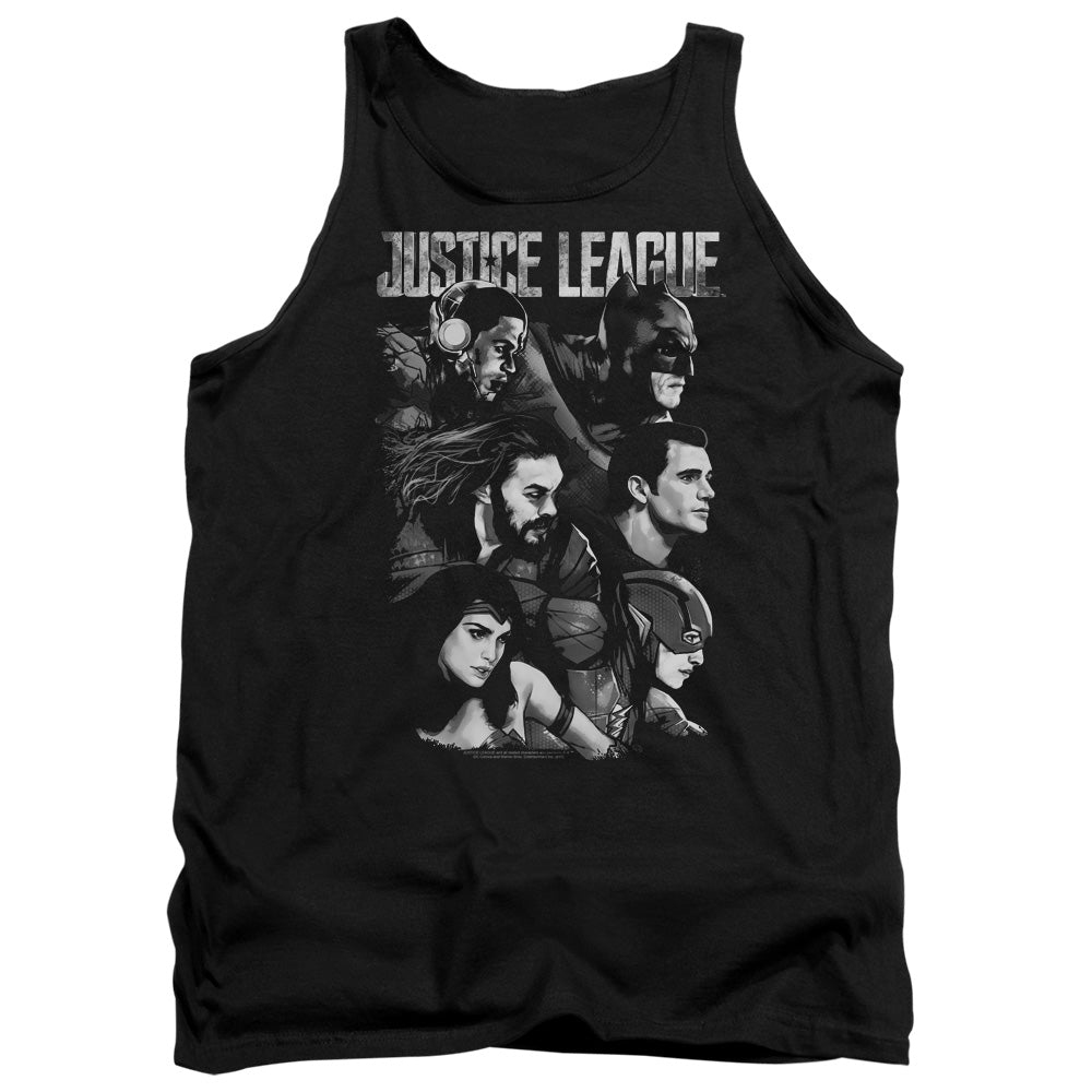 AN OFFCIALLY LICENSED JUSTICE LEAGUE MOVIE PUSHING FORWARD ADULT UNISEX TANK TOP BLACK