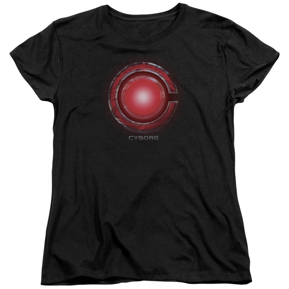 AN OFFCIALLY LICENSED JUSTICE LEAGUE MOVIE CYBORG LOGO WOMEN'S REGULAR FIT T-SHIRT BLACK
