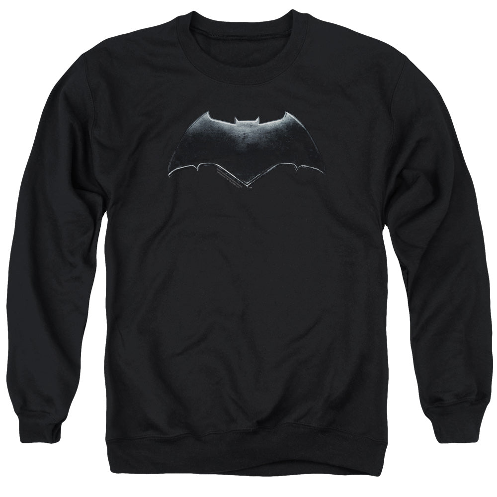 AN OFFCIALLY LICENSED JUSTICE LEAGUE MOVIE BATMAN LOGO ADULT UNISEX CREWNECK SWEATSHIRT BLACK